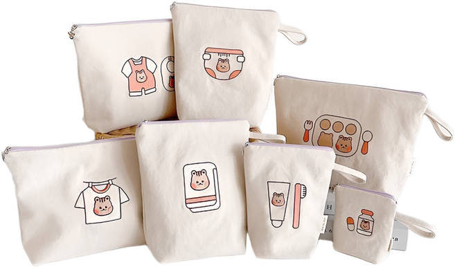 소이도르 어린이집 방수 파우치 7종 세트, 자수다람쥐