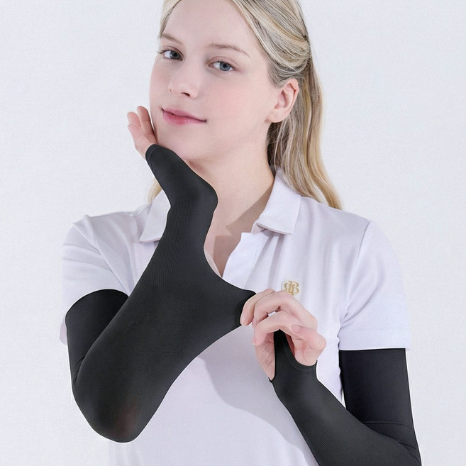 베일리화이트 자외선차단 팔토시 여성 쿨토시 골프 살색, 1개, 블랙