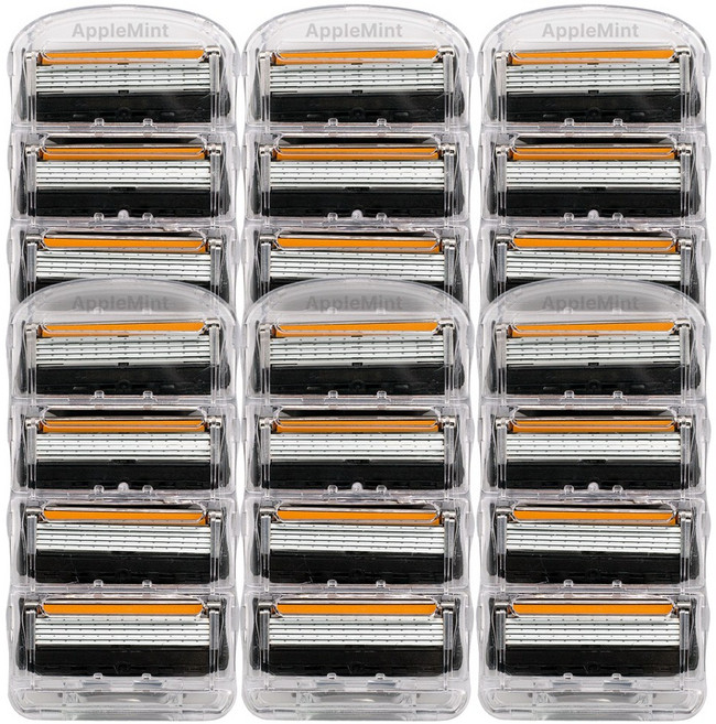 애플민트 5중 면도날 질레트 퓨전 프로글라이드 호환, 4개입, 6세트