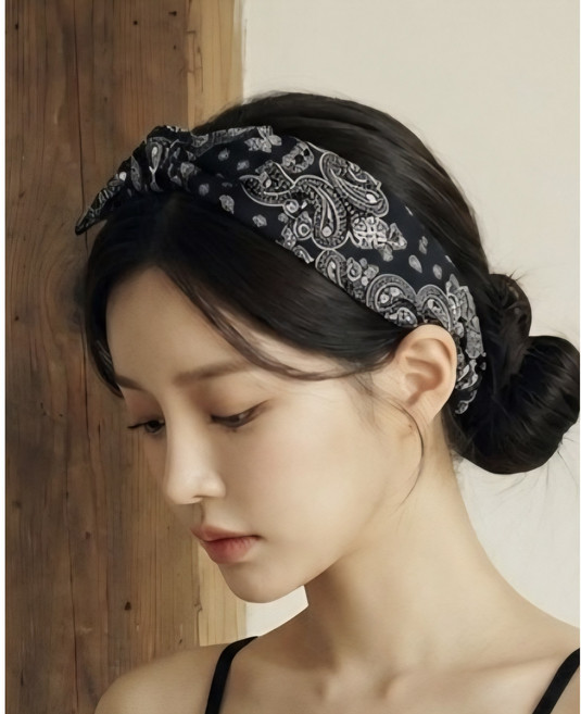 서진이네 정유미 페이즐패턴 리본 넓은 와이드 편안한 머리띠 여름 휴가템
