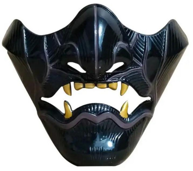 플라스틱 게임 쓰시마 고스트 마스크 탄성 밴드 할로윈 파티 소품 일본 오니 페이스, 3. Black, 1개