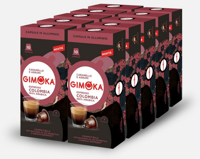Gimoka 哥倫比亞濃縮咖啡膠囊 Nespresso 適用, 10套, 10個裝, 40ml
