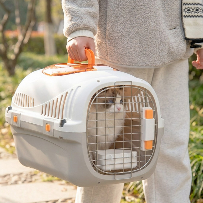 미센 통기성 반려동물 에어켄넬, 1개, 회색A