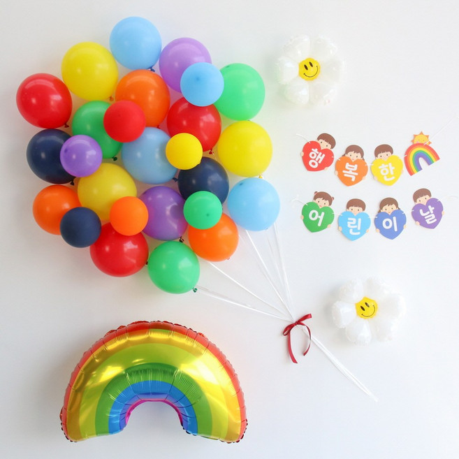 이벤트홀릭 열기구 풍선 생일파티용품세트 포토존 어린이날 장식, 1개, 3.레인보우(어린이날)