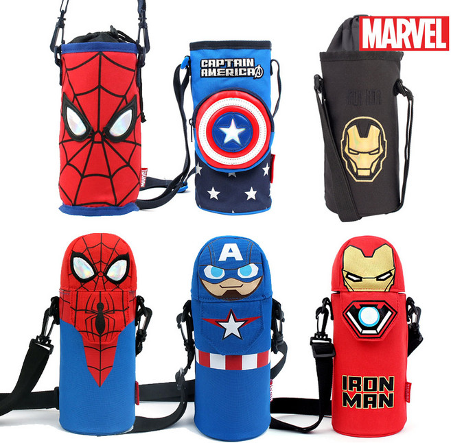 마블 스파이더맨 아이언맨 캡틴아메리카 물통주머니 8종 모음 유아동 물병가방 초등학생 입학 선물 준비물, 06_아이언맨 헤드, 1개, 06 물병크로스 아이언맨 헤드