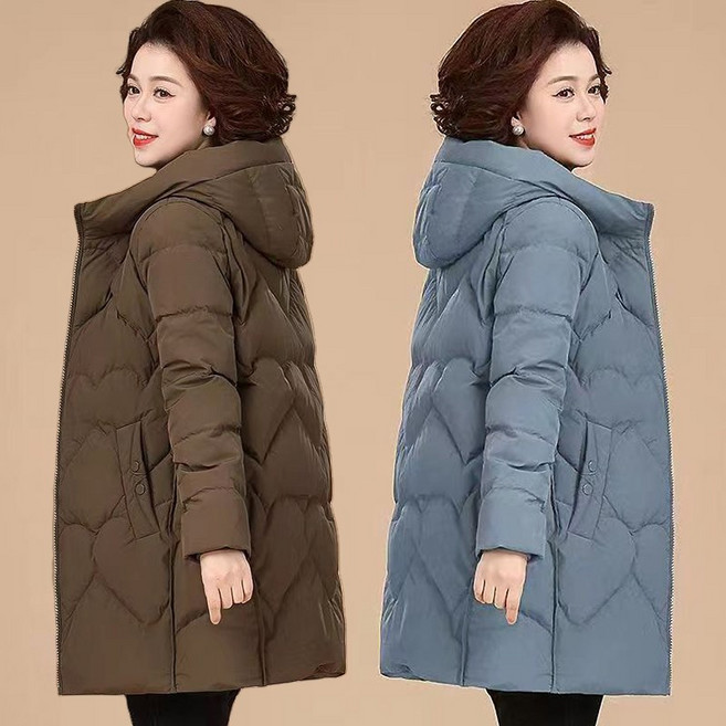 겨울롱패딩 엄마패딩 50대 60대 할머니후드집업 패딩점퍼 아가일 빅사이즈 아우터 코트