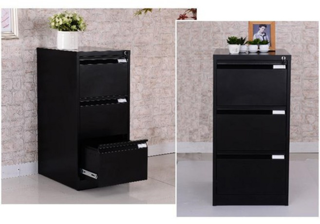 [리벨리] 3단 철제 캐비넷 103cm 블랙