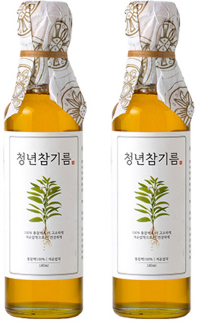 저온압착 청년 참기름, 180ml, 2개