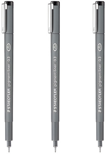 스테들러 피그먼트 라이너 308 잉크펜/드로잉, 0.3-검정, 3개입