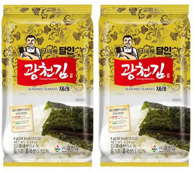 광천김 3대째 달인 재래 도시락김, 4g, 90개