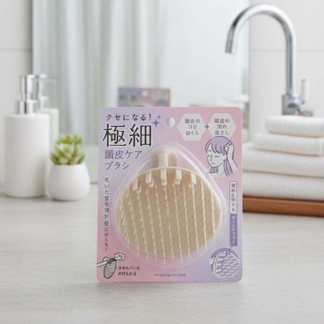 극세 두피 케어 브러시 두피 마사지 샴푸 브러쉬 극세 헤어 클렌징, 베이지, 1개