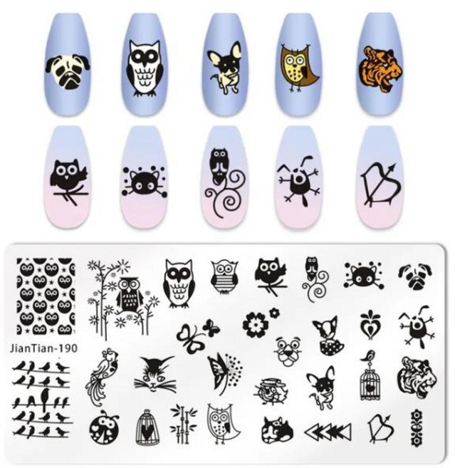 네일용스티커 네일 디자인 스탬핑 플레이트 귀여운 동물 문어 거북이 물고기 잉어 스탬프 템플릿 개 고양이, 1개, 30 JTY-190