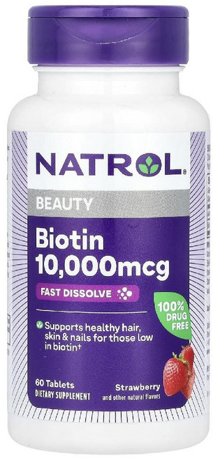 나트롤 비오틴 10000mg 딸기맛 Biotin Fast Dissolve 60정, 1개