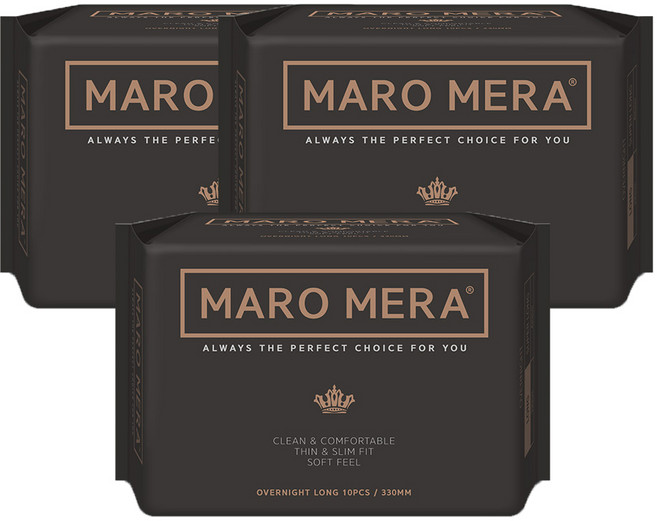 마로메라 생리대 날개형 오버나이트 롱, 10개입, 3개