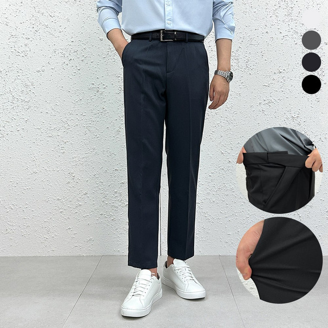 더맨쉽 남자 링클프리 스판 시크릿밴드 슬랙스 정장바지 9부 10부 출근룩 데일리 S~3XL 빅사이즈 ABTCP16013
