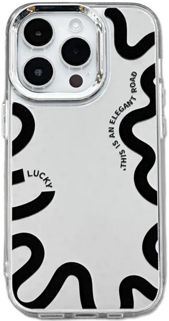 영스피플 블랙 웨이브 미러 아이폰 케이스 TPU 귀여운 심플 12 13 14 15 16 플러스 프로맥스