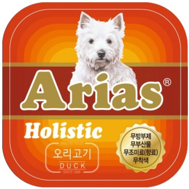 아리아스 홀리스틱 애견사각캔 오리고기 3box(48개), 100g, 48개