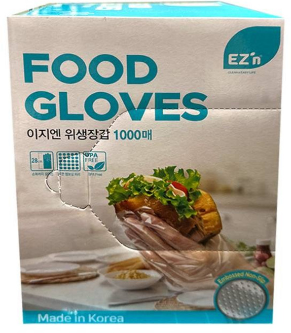 이지엔 위생장갑 푸드 글러브 비닐 장갑 대용량, 1000개, 1세트