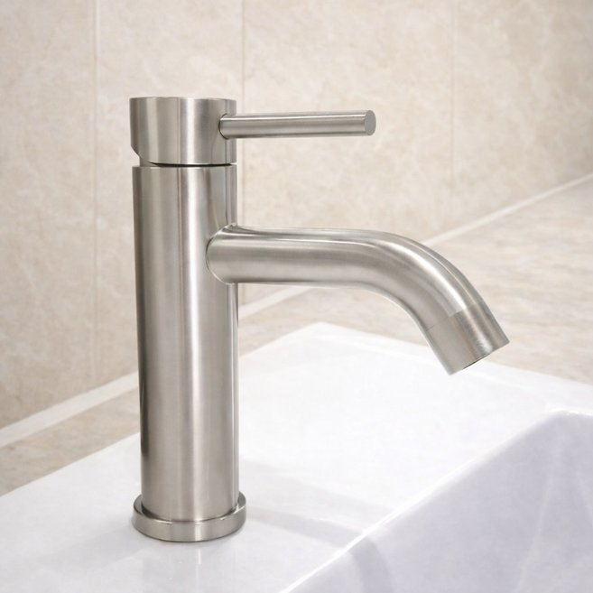 해정커머스 비고 세면대 수전 원홀 무광 스테인리스 수전 욕실 수전, 1개, 무광 니켈