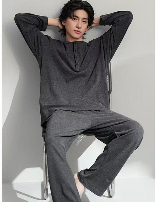 메인워크 남자 빅사이즈 잠옷 상하의 세트 봄가을 긴팔 긴바지 파자마 순면 캐주얼 스판 루즈핏 데일리 실내복 홈웨어 세트