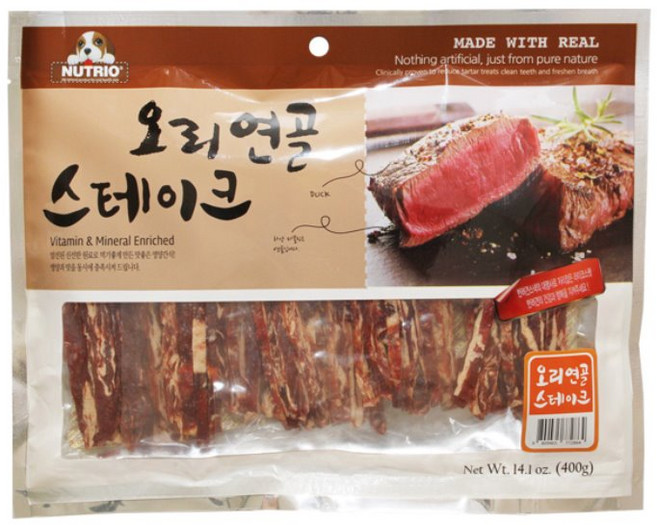뉴트리오 스테이크 모음 400g 강아지 간식 애견 사사미, 5개, 오리 연골 스테이크