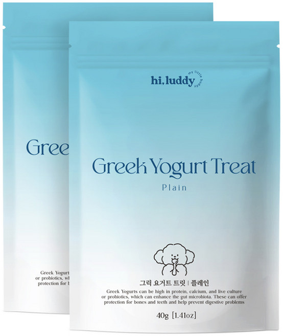 하이루디 강아지 그릭요거트 동결건조 국내산 유산균 간식, 40g, 2개, 플레인