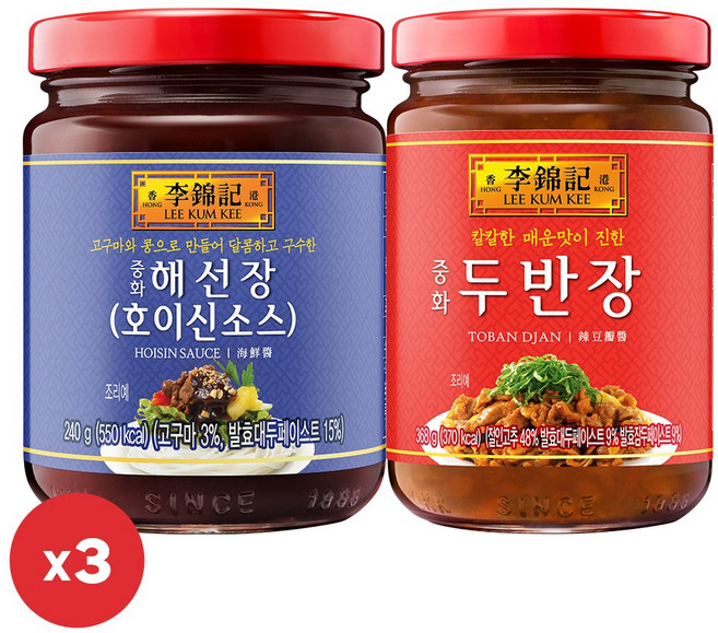 오뚜기 이금기 중화해선장 240g 3개+중화두반장 368g 3개, 1개, 단품