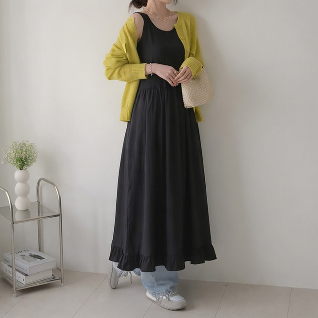 데일리앤 소이 바스락 프릴 이너 레이어드 원피스 봄 여름 가을