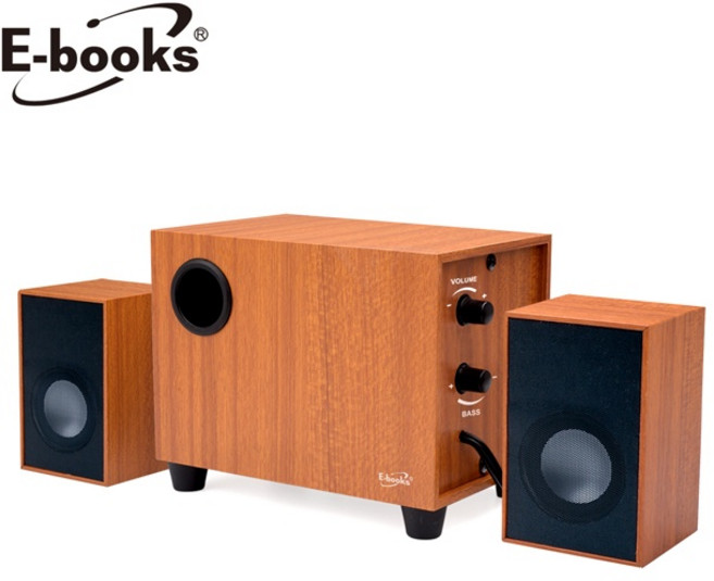 E-books D27 重低音2.1聲道木質多媒體喇叭 重低音環繞 多媒體連接 簡約時尚外觀, 原色