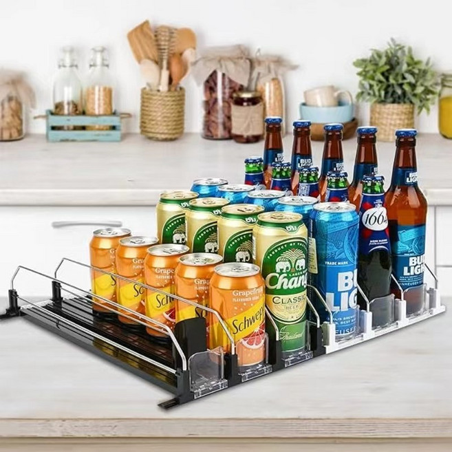 타오진 편의점 냉장고 캔 음료 정리 디스펜서 음료수 자동정렬 트레이, 블랙