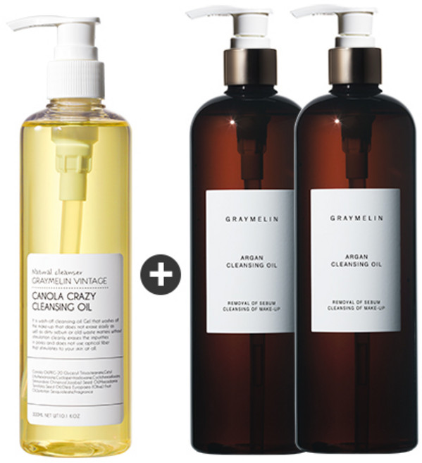 그레이멜린 카놀라 크레이지 클렌징오일 300ml 1개 + 아르간 클렌징 오일 500ml 2개