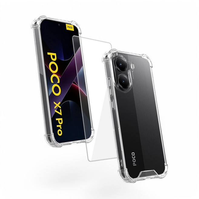 샤오미 포코 X7 PRO 투명 범퍼 케이스 + 액정강화 방탄유리 필름