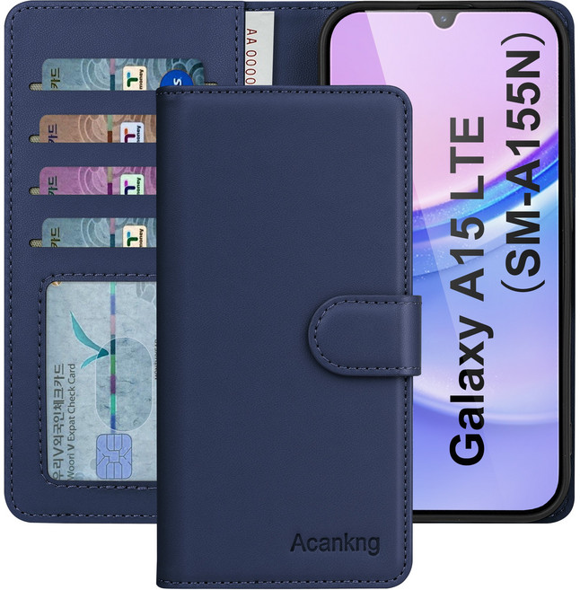 아칸크 클래식 가죽 지갑형 카드수납 다이어리 휴대폰 케이스+지문인식 보호필름 풀세트