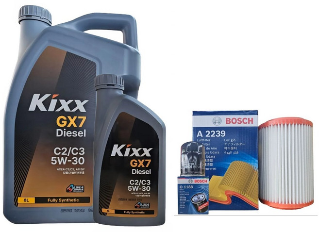 봉고3 디젤 엔진오일세트 킥스 GX7 C2/C3 5W30 O1188-A2239, 7L, 5W-30, 1세트