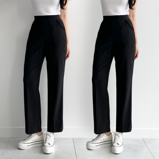 하바우 여성 캐주얼 스판 밴딩 일자핏 슬랙스 팬츠 2종 세트