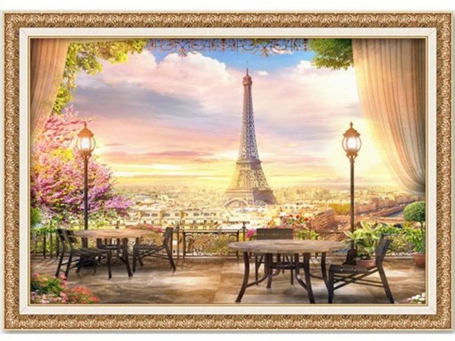 행복퍼즐 환상적인 에펠탑 풍경 500피스 직소퍼즐액자 HP540, 퍼즐+매트앤틱액자, 1세트, 액자세트