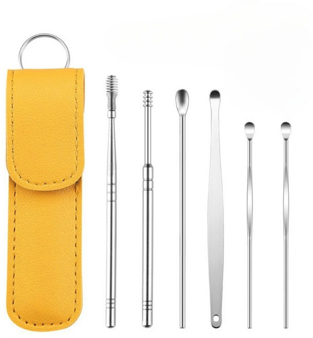 스테인레스 스틸 파기 청소 가죽 숟가락 특종 관리 건강 따기 양방향 도구 6PC 나선형 커버 세트, 12 8-YL, 1개