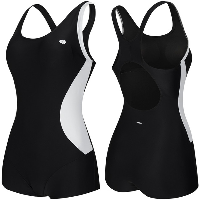 버드버드 여성용 배색 레이서 실내 원피스 수영복 3종세트