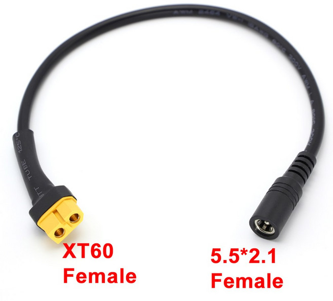 1PCS XT60 남성 여성 커넥터 전원 자동차 30CM 5521 18AWG 충전 케이블 어댑터 배터리, 60Female 5521 Female