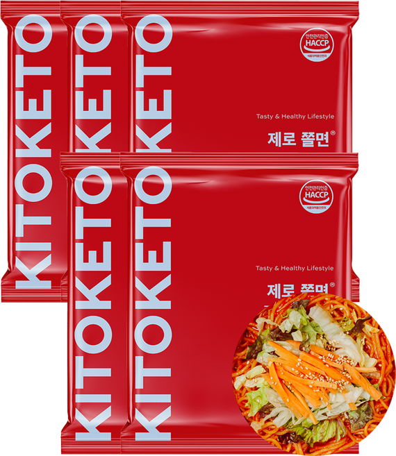 [키토케토]제로쫄면 호라산밀 곤약 무설탕 저탄고지 다이어트쫄면 5Pack(5인분), 406g, 5개