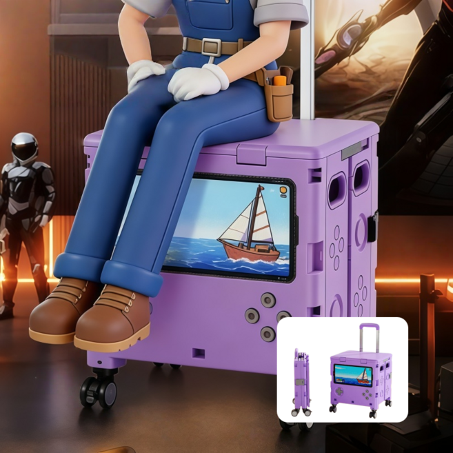 재미 360도 접이식 카트 진짜같은 게임기 핸드카트 다용도 쇼핑카트, 1개, 퍼플