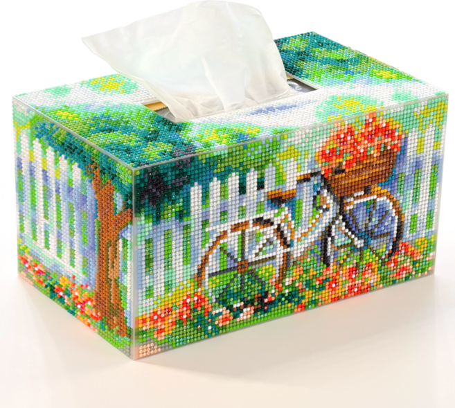 블링블링 보석십자수 티슈케이스 (코팅제 포함), 1세트, BLTS-006 (자전거풍경)