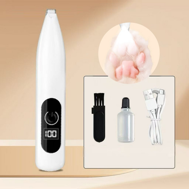 JYO 강아지 고양이 발다닥 클리퍼 반려동물 애완견 눈썹 미니 미용 이발기, 1개, 화이트