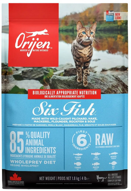 Orijen 歐睿健 全齡貓 無穀配方 乾飼料, 六種鮮魚, 1800g, 1袋