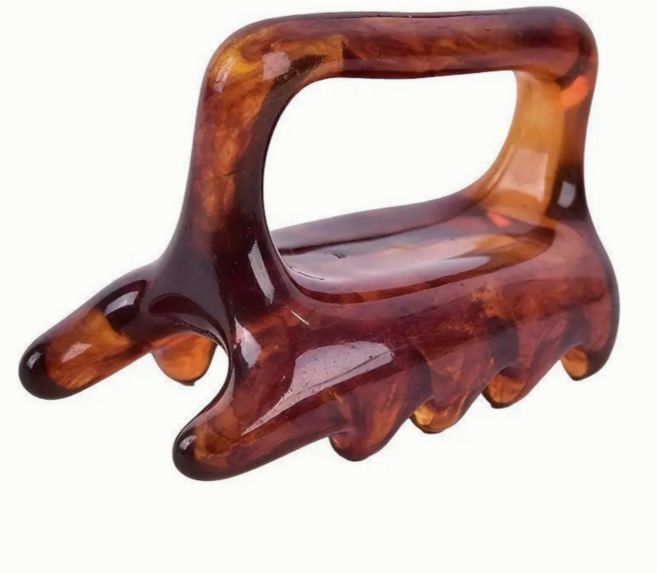 시원한 등 어깨 허리 지압 괄사 마사지 도구, 호박 브라운, 1개