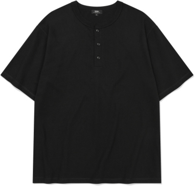 [카네이테이] BASIC HENLYNECK SHORT SLEEVES (BLACK)
