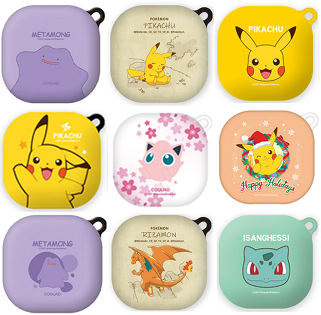 포켓몬 컬렉션 갤럭시버즈라이브 프로 버즈2 버즈2프로 하드 케이스 우체국택배 피카츄 꼬부기 파이리 이상해씨 염버기 푸린 잠만보 망나뇽, D4, 1개