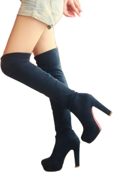 가보시 싸이하이부츠 스웨이드 니하이 롱부츠 겨울 하이힐 12cm