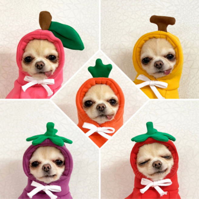 강아지옷 과일모양 러블리 과일 채소 후드티, 바나나/S, 1개