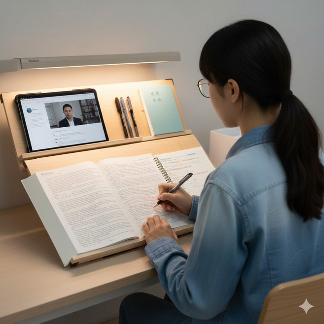 위즈독서대 루미60 필기겸용 2단독서대 60M2 원목 책받침대 북스탠드 책거치대